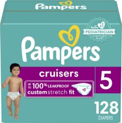 Pampers Cruisers Diapers - Size 5, One Month Supply (128 Count), Disposable Active Baby Diapers with Custom Stretch