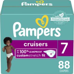 Pampers Cruisers Diapers - Size 7, One Month Supply (88 Count), Disposable Active Baby Diapers with Custom Stretch