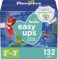 Pampers Easy Ups Boys & Girls Potty Training Pants - Size 2T-3T, 132 Count, Training Underwear (Packaging May Vary)