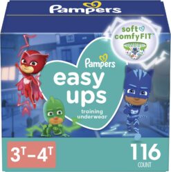 Pampers Easy Ups Boys & Girls Potty Training Pants - Size 3T-4T, 116 Count, Training Underwear (Packaging May Vary)