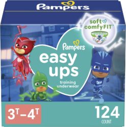 Pampers Easy Ups Boys & Girls Potty Training Pants - Size 3T-4T, One Month Supply (124 Count), Training Underwear (Packaging May Vary)
