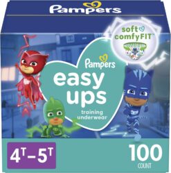 Pampers Easy Ups Boys & Girls Potty Training Pants - Size 4T-5T, 100 Count, Training Underwear (Packaging May Vary)