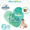 Pampers Pure Protection Diapers - Size 2, One Month Supply (186 Count), Hypoallergenic Premium Disposable Baby Diapers