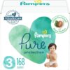 Pampers Pure Protection Diapers - Size 3, One Month Supply (168 Count), Hypoallergenic Premium Disposable Baby Diapers