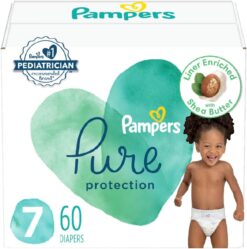 Pampers Pure Protection Diapers - Size 7, 60 Count, Hypoallergenic Premium Disposable Baby Diapers