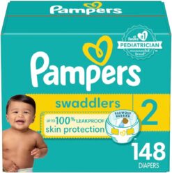Pampers Swaddlers Diapers - Size 2, 148 Count, Ultra Soft Disposable Baby Diapers