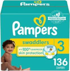 Pampers Swaddlers Diapers - Size 3, 136 Count, Ultra Soft Disposable Baby Diapers