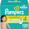 Pampers Swaddlers Diapers - Size 4, 120 Count, Ultra Soft Disposable Baby Diapers