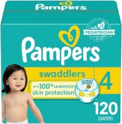 Pampers Swaddlers Diapers - Size 4, 120 Count, Ultra Soft Disposable Baby Diapers