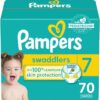 Pampers Swaddlers Diapers - Size 7, 70 Count, Ultra Soft Disposable Baby Diapers
