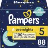 Pampers Swaddlers Overnights Diapers - Size 5, 88 Count, Disposable Baby Diapers, Night Time Skin Protection
