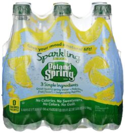 Poland Spring Brand Sparkling Natural Spring Water, Lemon 16.9-ounce plastic bottles, 24 Count