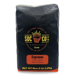 San Diego Coffee Espresso, Dark Roast, Whole Bean Coffee, 5-Pound Bag