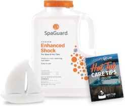 SpaGuard Enhanced Shock 6lb Multi-Purpose Granular Hot Tub Oxidizer with ScumBoat Floating Scum Absorber and Digital Hot Tub Care Ebook