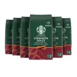 Starbucks Ground Coffee—Cinnamon Dolce Flavored Coffee—No Artificial Flavors—100% Arabica—6 bags (11 oz each)