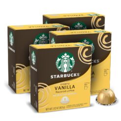 Starbucks by Nespresso Vertuo Line Vanilla Flavored Coffee (8-count single serve capsules, compatible with Nespresso Vertuo Line System) Naturally Flavored, 4 Pack