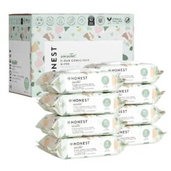 The Honest Company Clean Conscious Unscented Wipes | Over 99% Water, Compostable, Plant-Based, Baby Wipes | Hypoallergenic for Sensitive Skin, EWG Verified | Geo Mood, 576 Count