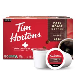 Tim Hortons Dark Roast Coffee, Single-Serve K-Cup Pods Compatible with Keurig Brewers, 80ct K-Cups