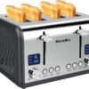 Toaster 4 Slice, Bagel Stainless Toaster with LCD Timer, Extra Wide Slots, Dual Screen, Removal Crumb Tray (Gray)