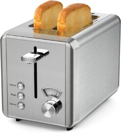 Toaster Stainless Steel, 6 Bread Shade Settings, Bagel/Defrost/Cancel Function, 1.5in Wide Slot, High Lift Lever, Removable Crumb Tray, for Various Bread Types