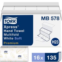 Tork Xpress Soft Multifold Hand Towel White H2, Premium, Absorbent, 16 x 135 Sheets, MB578