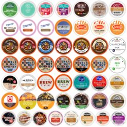 Variety Pack of Coffee, Tea, and Hot Chocolate - Great Sampler of Coffee, Tea, and Hot Cocoa for Keurig K Cups Machines - Great Gift for Coffee Lovers, No Duplicates, 50 Count (Pack of 1)