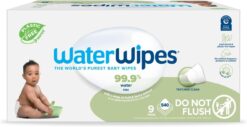 WaterWipes Plastic-Free Textured Clean, Toddler & Baby Wipes, 99.9% Water Based Wipes, Unscented & Hypoallergenic for Sensitive Skin, 540 Count (9 packs), Packaging May Vary