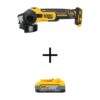 DEWALT DCG405BWDCBP520 20V MAX XR Cordless Brushless 4.5 in. Slide Switch Small Angle Grinder with Kickback Brake with POWERSTACK 5Ah Battery