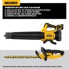 DEWALT DCBL722P1W820B 20V MAX 125 MPH 450 CFM Brushless Cordless Battery Powered Handheld Leaf Blower Kit & Cordless Hedge Trimmer (Tool Only)