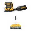 DEWALT DCW200BWDCBP520 20V Max XR Cordless Brushless 1/4 Sheet Variable Speed Sander with Powerstack 20V Lithium-Ion 5.0Ah Battery Pack