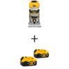 DEWALT DCW600BWCB205-2 20V MAX XR Lithium-Ion Cordless Brushless Fixed Base Compact Router with (2) 20V MAX XR Premium 5.0 Ah Battery Packs
