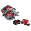 Milwaukee 2732-20-48-59-1880 M18 FUEL 18V Lithium-Ion Brushless Cordless 7-1/4 in. Circular Saw with 8.0 Ah Starter Kit
