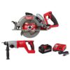 Milwaukee 2830-20-2613-20-48-59-1880 M18 FUEL 18V Lithium-Ion Cordless 7-1/4 in. Rear Handle Circ Saw w/1 in. SDS Plus Rotary Hammer & 8.0ah Starter Kit