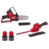 Milwaukee 2527-20-2533-20-48-11-2425-48-11-2425 M12 FUEL 6 in. 12V Lithium-Ion Brushless Electric Cordless Battery Pruning Saw HATCHET w/Hedge Trimmer, (2) Batteries