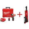Milwaukee 2402-22-2456-20 M12 FUEL 12-Volt Lithium-Ion Brushless 1/4 in. Hex Cordless Screwdriver Kit with M12 1/4 in. Ratchet