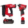 Milwaukee 2746-20-48-11-1820-3453-20-48-11-2425 M18 FUEL 18-Gauge Brad Nailer, M12 Brushless Cordless 1/4 in. Hex Impact Driver, M18 2.0 Ah Battery, M12 2.5 Ah Battery