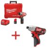 Milwaukee 2402-22-2462-20 M12 FUEL 12V Lithium-Ion Cordless 1/4 in. Hex 2-Speed Screwdriver Kit with M12 1/4 in. Hex Impact (Tool-Only)