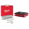 Milwaukee 48-22-9008-48-22-8424 3/8 in. Drive SAE/Metric Ratchet and Socket Mechanics Tool Set (56-Piece) with PACKOUT 22 in. Tool Box