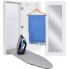 Ivation IVAIBCWM Ironing Board, Hanging Ironing Board and Ironing Board Cover with Mirror, White