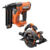 RIDGID R09891B-R8657B 18V Brushless Cordless 18-Gauge 2-1/8 in. Brad Nailer with Brushless 7-1/4 in. Circular Saw (Tools Only)
