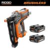 RIDGID R09892B-AC8400802 18V Brushless Cordless HYPERDRIVE 16-Gauge 2-1/2 in. Straight Finish Nailer with 2.0 Ah Lithium-Ion Battery