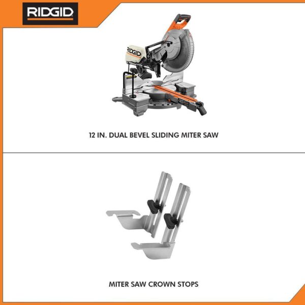 RIDGID R4222AC9960 15 Amp 12 in. Corded Dual Bevel Sliding Miter Saw