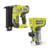RYOBI P321-PCL424B ONE+ 18V 18-Gauge Cordless AirStrike Brad Nailer with Compact Fixed Base Router (Tools Only)