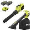 RYOBI RY404100-RY40405BTL 40V HP Brushless Whisper Series Cordless 730 CFM 190 MPH Blower and Vacuum/Mulcher with (2) 4.0 Ah Batteries and Charger