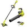 RYOBI RY40970VNM 40V Cordless Battery 12 in. String Trimmer and 450 CFM 120 MPH Blower Combo Kit 2-Tools with 4.0 Ah Battery and Charger