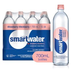 smartwater Strawberry Blackberry, Vapor Distilled Premium Bottled Water, Strawberry Blackberry, 23.7 Fl Oz (Pack of 12)