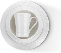 Stone Lain Bone China Round Swirl Design 16 Piece Dinnerware Set, White - 9
