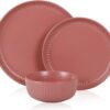 Stone Lain Logan 12 Pieces Stoneware Dinnerware Set, Terracotta - 1