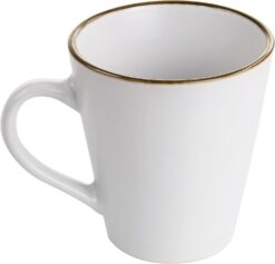 Elama Arthur 16 Piece Stoneware Dinnerware Set in Matte White with Gold Rim (Arthur Paul Louis Set) - 6