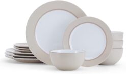 Pfaltzgraff Grayson Taupe 12 Piece Dinnerware Set, Service for 4 - 2